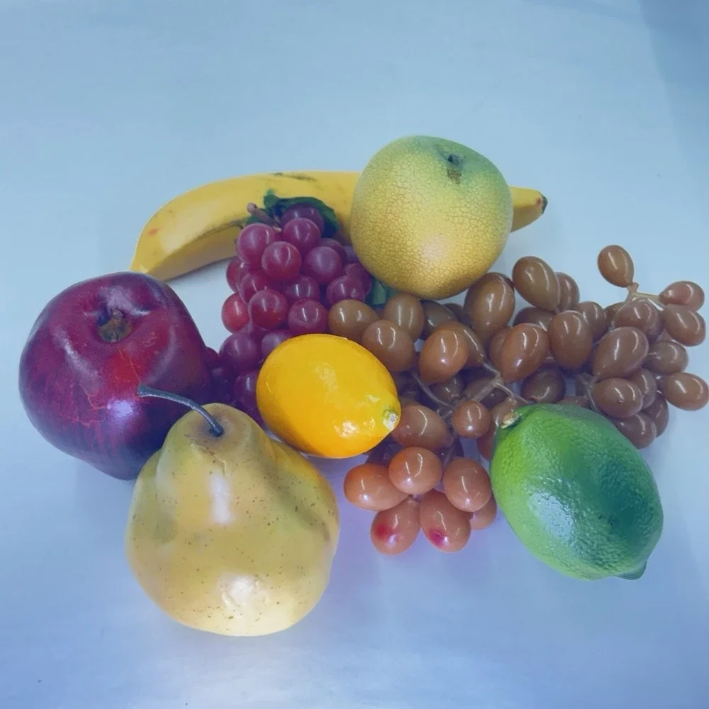 VINTAGE  Lot of 8 Plastic Fruit Apples Pears Bananas Lemon Lime Grapes